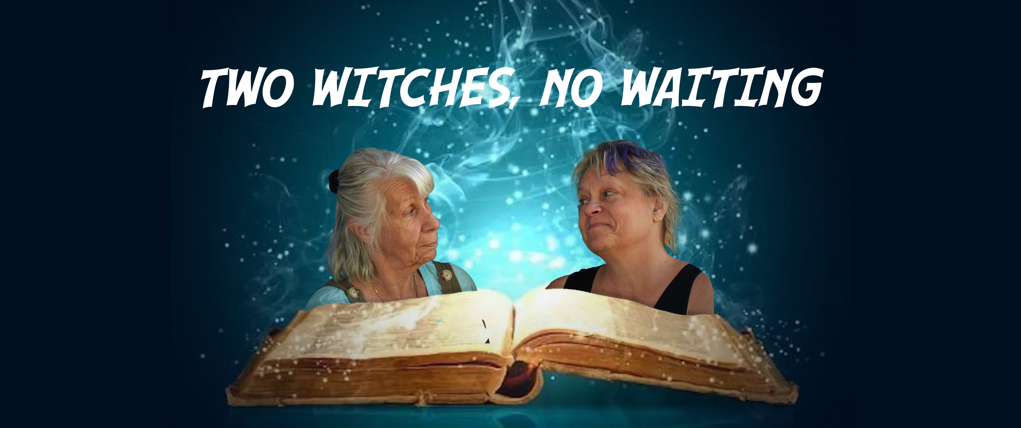Two actors from the play "Two Witches, No Waiting".